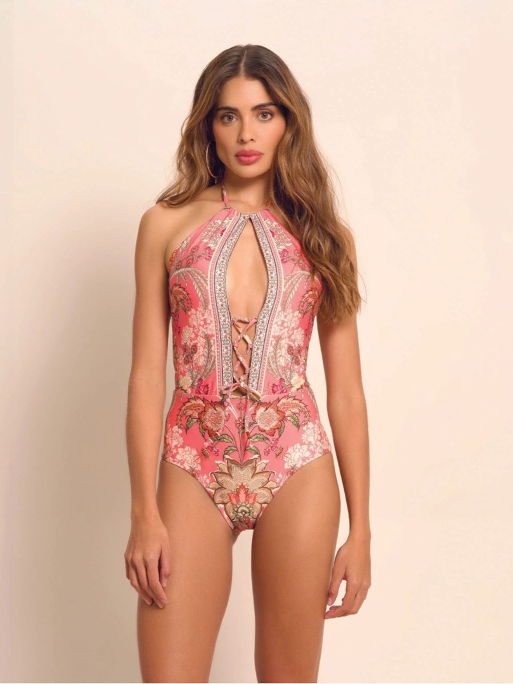NWT Cosita Linda Beaded One-piece Bathing Suit Vacation Spring Break Sexy Sz Med